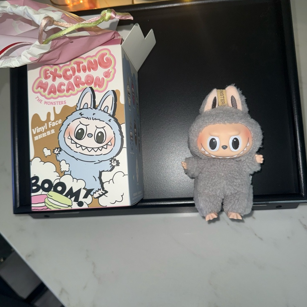 Authenticated POP MART Exciting Macaron Vinyl Labubu- Sesame Bean